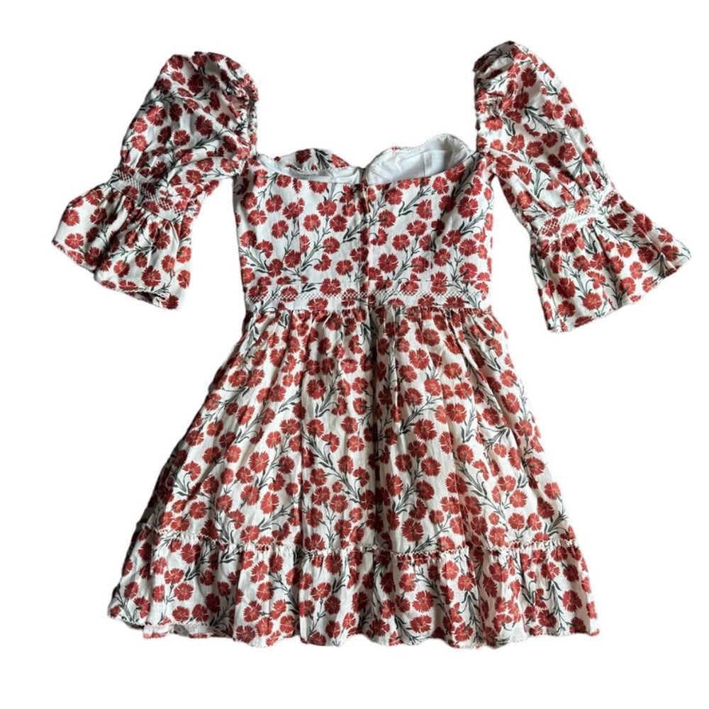 Agua by Agua Bendita Red Floral Backless Dress, L - Picture 8 of 14